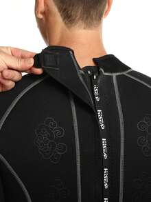 HISEA 3毫米氯丁橡胶潜水服，男女通用保暖潜水服；男士后拉链冲浪潜水服；女士保暖连体泳衣（黑色） - 黑色 - 查看 7