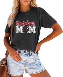 1 Pc Camiseta de Mamá para Mujeres, Camiseta de Mamá de Béisbol, Camisetas de Mamá, Tops Casuales de Manga Corta para Mujeres, Camiseta para Hombres, Estilo Unisex, Camiseta Deportiva, Camiseta de Fiesta, Camiseta de Regalo, Talla S-4XL, 100% algodón, Negra - Negro - Ver 5