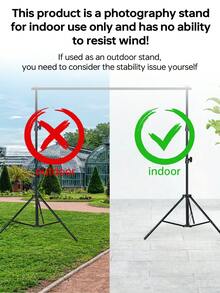 Adjustable Black Photography Backdrop Stand, Without Backdrop Cloth, Photo Studio Props Shooting Support Set - Black - View 4