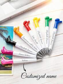 Customized Cartoon Ballpoint Pen, Plastic Rotary Thumb Pen, Promotional Advertising Pen, Customizable Logo Giveaway Pen - Multicolor - View 1