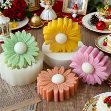 Sunflower Scented Candle Silicone Mold, DIY Daisy Flower Handmade Soap, Plaster Diffuser Stone Grinding Tool - White - View 5