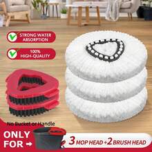 For O-Cedar EasyWring 1 Tank System Only Mop Head & Scrub Brush Refill Bucket & Handle NOT Included Perfect Suitable For All Floor Type - 3個拖把+2個刷子(僅適用於O-Cedar單罐系統) - 查看 1