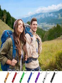 2/6/8pcs Aluminum Alloy Emergency Whistle With Hook, Outdoor Camping Hiking Fishing Hunting Survival Distress Whistle - Multicolor - View 9