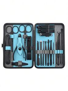 美甲套装 - 指甲钳套装，含便携旅行盒、去茧器和指甲护理工具，专业修脚指甲钳套装，旅行美容套装 - 彩色 - 查看 13