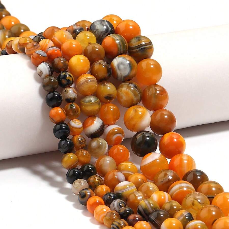 35-60pcs Vibrant Agate Beads For DIY Jewelry - 6-10mm, Ideal For Necklaces, Bracelets, Earrings, Crafting
