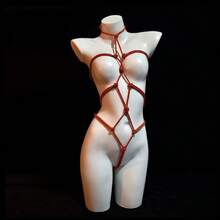 2026 Sexy Lingerie Set With One-Piece Bondage Rope, Detachable Bodysuit For Valentine's Day - 紅色 - 查看 8