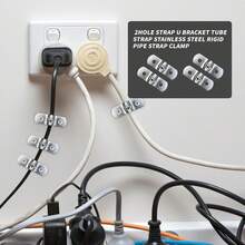 50pcs M5 Double Hole Pipe Clamp U-Shaped Bracket, 304 Stainless Steel Rigid Pipe Clamp, Heavy Duty Pipe Tension Clamp Suitable For 13/64" Diameter Pipes, Hoses, Wires And Cables - Silver - View 6