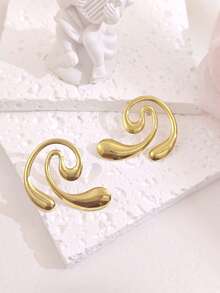 8 Pairs Earrings Set For Women, Exaggerated Irregular Earrings Personalized Stud Earring For Women Leaf,Star,Bow Earring For Girls,Hypoallergenic Non-Fading Waterproof Gold Big Earrings Stud Multi Style Size Earrings Spring European American Ins Style - Gold - View 21