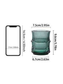 1pc Milk/Juice Glass Cup, Stackable Bamboo Knot Glass Cup, Home Use Water/Beer/Tea Cup - Green - View 10