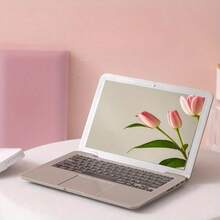 1-Piece Creative Mini Laptop With Small Mirror, Makeup Mirror, Touch Up Mirror, Practical Home Decoration Ornament, Portable And Foldable Makeup Mirror, Perfect For Carrying Around When Going Out Or Traveling - Pink - View 4