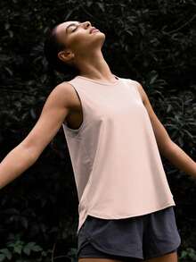 Soyun Camiseta de tirantes holgada para mujer, diseño de empalme de malla, ropa deportiva casual transpirable y ligera adecuada para yoga, correr, fitness, actividades al aire libre en verano - Rosa Pálido - Ver 7