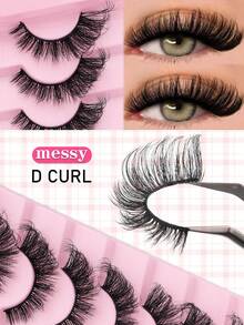 7对3D蓬松仿貂毛假睫毛，精致浓密，卷翘自然，适合节日、万圣节、圣诞节等各种场合，猫眼造型 - 濃密款 - 查看 1