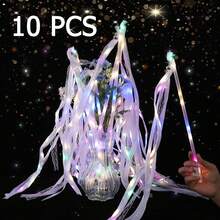 5/10pcs Colorful Wedding Wands, Ribbons, Valentine's Day, 3 Color Flashing Functions, Glowing LED Silk Fairy Wands, Lace Wands With Bells, Suitable For Wedding Reception, Graduation Ceremony, New Year's Eve, Birthday Party (Colorful Light) - Fairy Wand - View 13