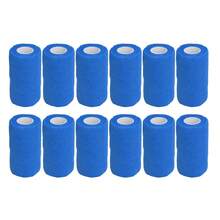 Paquete de 12 vendas elásticas autoadhesivas de látex natural, adecuadas para vacas, perros y caballos, 10 cm, color azul - Azul - Ver 9