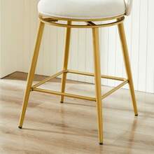 Tabouret de bar pivotant en chenille : Chaise de bar moderne avec rotation à 360°, structure en métal doré, revêtement confortable pour la cuisine, le bar et le salon. - Beige - Voir 6