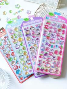 1pc 2026 New Cute Animal Cartoon 3D Epoxy Resin Sticker Set, Themes Include Rabbit, Bear, Cat, Candy, Fruit, Dessert, Adorable Animals, Reusable Waterproof Stickers For Planner, Stationery Decor, Phone Case Accessories - Multicolor - View 2