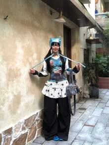 1pc Retro American Baddie Patchwork 2 In 1 Star Punk Street Cute Pleated Mini Skirt, Vintage Waistband, Layerable, Suitable For All Seasons - Multicolor - View 5