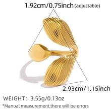 3pcs/1pc Gold Stainless Steel Women's Adjustable Open Ring Set, Stackable Thick Jewelry, Western Style, Waterproof, Suitable For Daily Wear - Gold - View 6