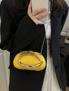 1pc Women's Fashion Versatile Shoulder Bag, Luxurious High-Quality Personalized Chain Crossbody Bag, Versatile Clutch Bag For Dates, Gifts, Work, Parties - Yellow - View 5