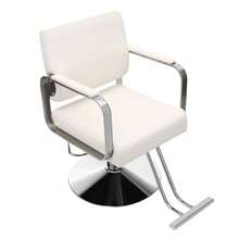 Silver & Beige Salon Chair - 360° Rotating Stylist Chair With Leather Upholstery - Hydraulic Adjustment Barber Chair With Chrome Base - Professional Beauty Salon Seat With Lumbar Support - Commercial Grade Swivel Chair For Hair Salonssalon Chair, Barber Chair, Hair Chair, Pedicure Chair, Tattoo Chair, Vanity Chair, Shampoo Chair, Hair Salon Chair, Hair Salon Furniture, Massage Chair, Braiding Chair, Styling Chair, Salon Chairs, Shower Chair,Hair Chair For Hair Stylist For Home,Salon Chairs,Salon Styling Chair,Hair Styling Chair,Salon Chairs For Hair Stylist - 白色銀色 - 查看 9
