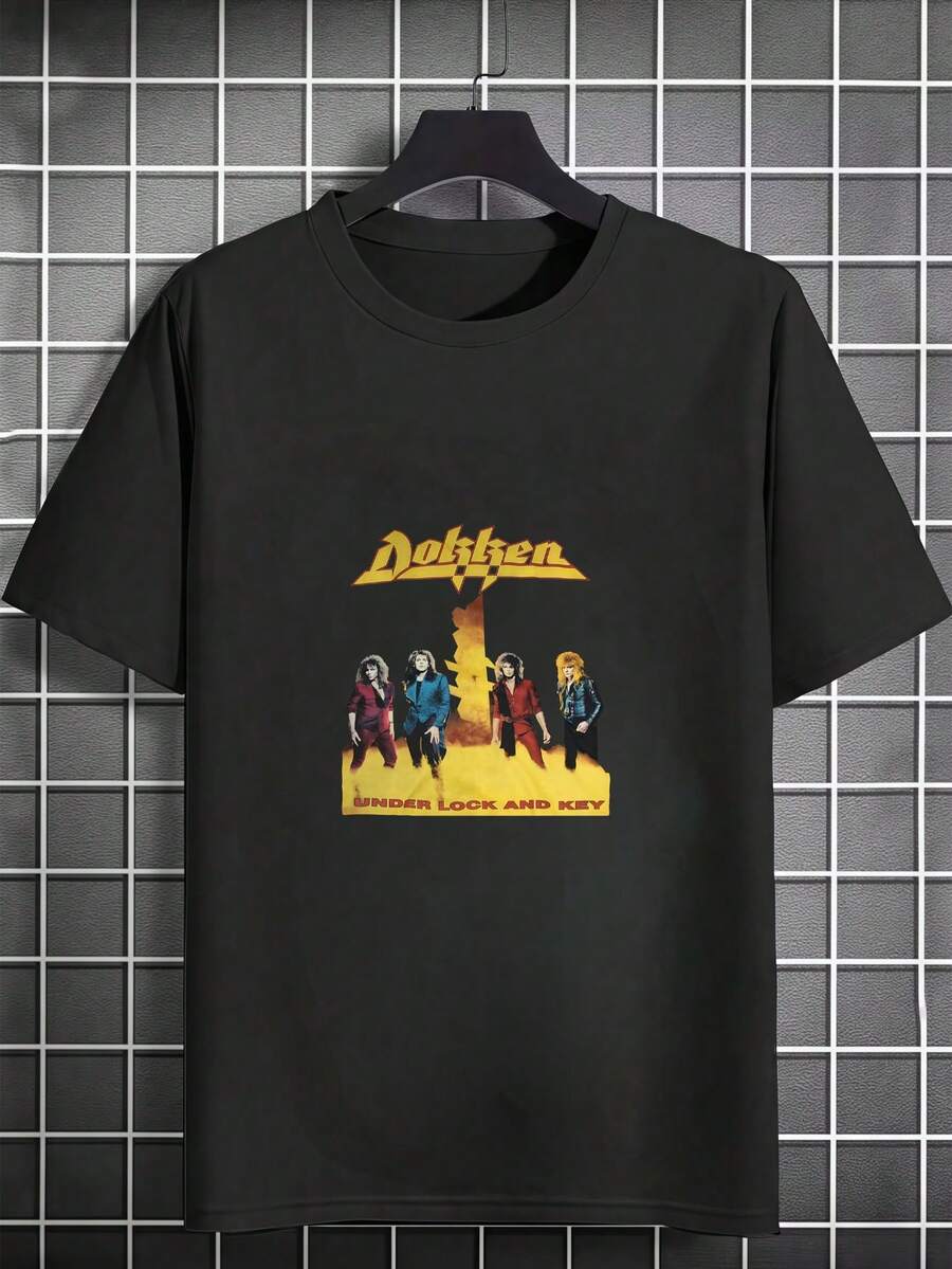 Dokken 1985 Rokken America Tour Shirt Vintage And Fun Printed Men's Pure Cotton T-Shirt With Comfortable Texture, Suitable For All Seasons, 200g