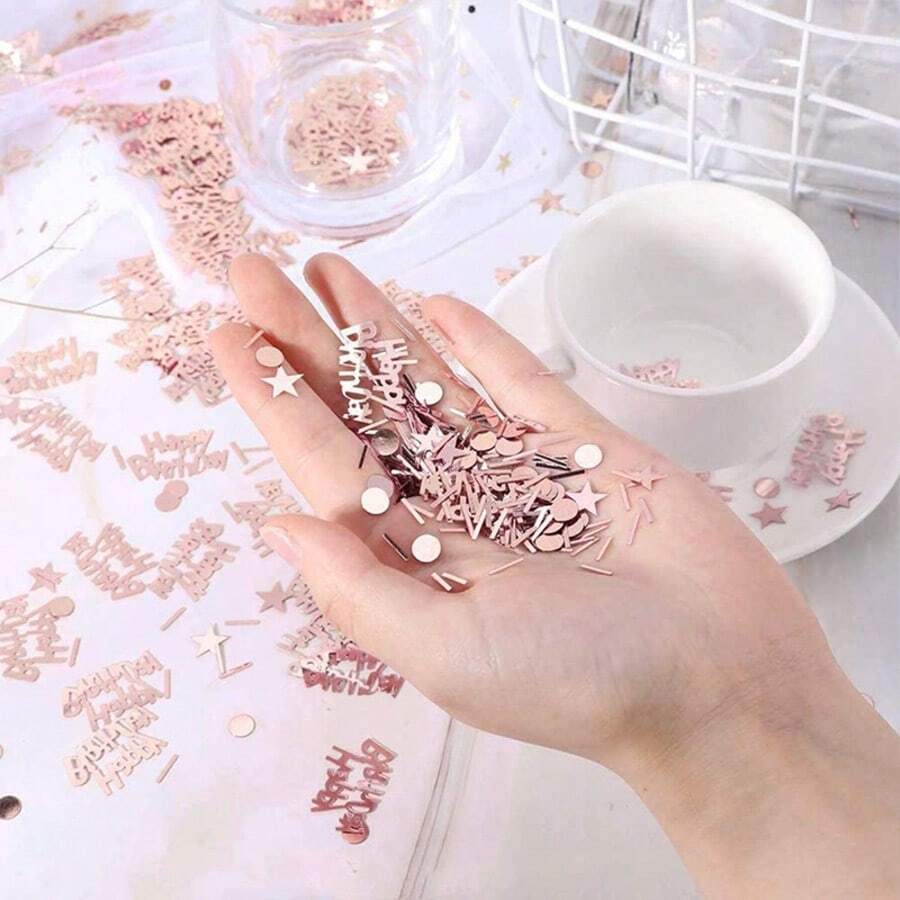 1包生日快乐闪光彩纸屑，适用于生日派对 - 粉色 - 查看 1