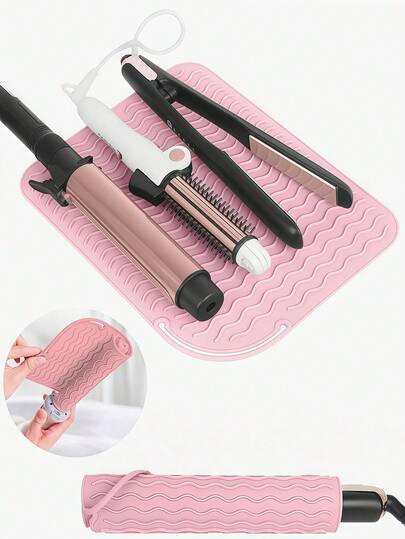 1pc Travel Silicone Heat Resistant Mat, For Curling Iron, Iron, Straightener, Hair Styling Tools Heat Resistant Silicone Pad, Easy To Use Iron Mat, Heat Insulation Silicone Pad For Hair Appliances