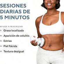 Masajeador corporal portátil para uso doméstico, alimentado por red eléctrica, incluye tres fundas de tela. - Blanco - Ver 2