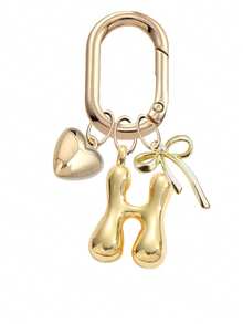 金色泡泡字母 A-Z 钥匙扣,可爱字母吊坠配心形蝴蝶结,闪亮金属字母钥匙扣,个性化包包挂饰,手提包背包钥匙圈配件,适合日常使用、旅行、上学、购物,送给女孩、青少年、女性、朋友的礼物,非常适合情人节、生日、圣诞节、节日 - 彩色 - 查看 33