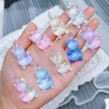 5pcs Glow-In-The-Dark Resin Bear Pendant, DIY Bracelet Earring Necklace Jewelry Making Supplies (Glow Bear Only) - Multicolor - View 4