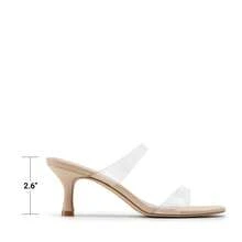 Women Kitten Heel Mule Sandals Square Open Toe Two Strap Slip-On Low Heeled Sandals Casual Summer Mules Shoes - Clear - View 5