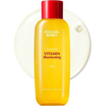 Tónico iluminador de vitaminas EQQUALBERRY - 3% de vitamina C y niacinamida | Exfoliante diario suave | Hidratante y humectante para una piel radiante (5.07 Fl Oz/150ml)