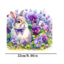 2pcs Rabbit In Floral Print Patches, Heat Transfer And Washable, Suitable For T-Shirts, Jeans, Sweaters, Handbags, Pillows, Cushions - L+S - View 3