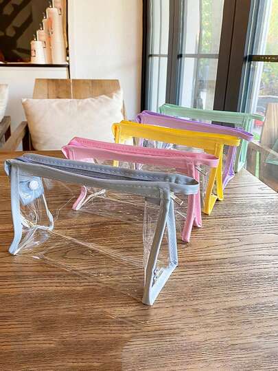 1pc Solid Color EVA Wash Bag Large Capacity Multifunction With Zipper Durable Makeup Storage For Travel And College For Women And Men Travel Essentials