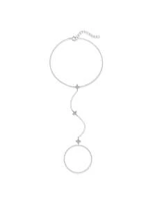 1pc Women's Cubic Zirconia Clover Bracelet, Moissanite Jewelry Gift Suitable For Ramadan, Anniversary, Birthday, Valentine's Day - Silver - View 11