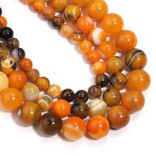 35-60pcs Vibrant Agate Beads For DIY Jewelry - 6-10mm, Ideal For Necklaces, Bracelets, Earrings, Crafting - Yellow and Black Striped Agate - View 6
