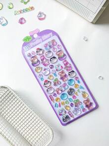 1pc 2026 New Cute Animal Cartoon 3D Epoxy Resin Sticker Set, Themes Include Rabbit, Bear, Cat, Candy, Fruit, Dessert, Adorable Animals, Reusable Waterproof Stickers For Planner, Stationery Decor, Phone Case Accessories - Multicolor - View 12