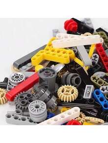 500克科技积木套装，成人积木组装科技轴连接器万向节套筒小颗粒积木套装，兼容齿轮、轮胎和技术零件，适用于MOC科技项目散装积木（颜色随机） - 彩色 - 查看 7