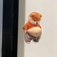 3D可爱柯基幼犬肚皮贴纸，适用于手机、冰箱装饰 - 彩色 - 查看 1