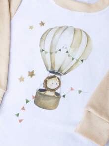 Pijama Infantil Menino Menina e Unissex em Tecido Cotton Conjunto Pijama 2 Peças Manga Longa Calça com Cintura Elástica Confortável 1 a 4 Anos Estampa Fofinha - Marrom Claro - Visão 8