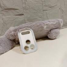 Wnter 2025 New Plush Cute Cartoon Rabbit Ear Phone Case With Bracket Function, Compatible With Apple 11 12 13 14 15 16 17 Air Pro Max, Galaxy S23 S24 S25 S26 Plus Ultra, A14 A15 A16 A17 A05S A35 A26 A36 A56 A54 A55 A56 4G/5G, Shockproof Soft TPU Protective Cover - Light Grey - View 3