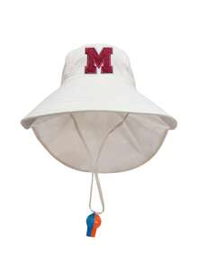 1 pieza Sombrero de chal con bordado de letras A-Z 26, gorra con bordado de letras, sombrero de sol de ala ancha y malla transpirable, silbato, color aleatorio - 1PC - Ver 29