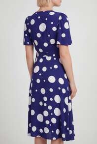 Naf Naf Polka Dot Wrap Midi Dress Robes Midi Navy Blue Fabric - Navy Blue - View 4