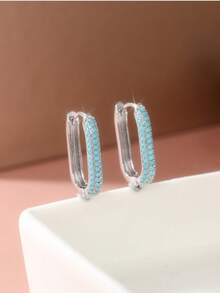 Pendientes cuadrados geométricos de estilo bohemio en azul, accesorio de joyería elegante y casual adecuado para la vida diaria de las mujeres, regalo de Navidad perfecto - Azul - Ver 6