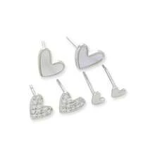Bộ 6 đôi bông tai hình trái tim lấp lánh sang trọng đính đá Cubic Zirconia, thiết kế thanh lịch, món quà lý tưởng cho ngày Valentine. - trắng - Xem 6