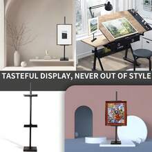 Adjustable Tabletop Easel Stand For Picture Frames & Canvas - All-Metal Display Easel With 28" Height, Table Top Frame Holder For Artwork, Photo Stand, Metal Easels For Table Display - 黑色 - 查看 3