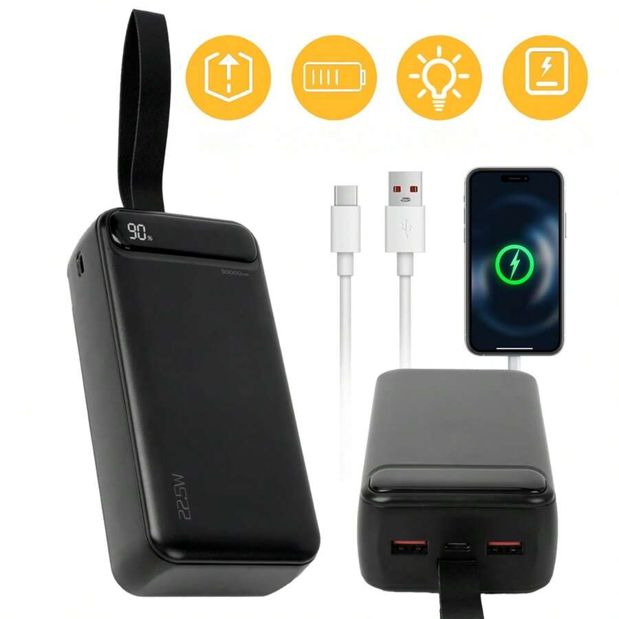 50000mAh Power Bank, Small But Powerful (USB-C Output & Input), External Phone Battery With Fast Charging, Large Capacity Power Bank Compatible With IPhone 16, 15, 14, - A - View 1