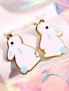 1对可爱白兔彩蛋吊坠耳环，创意饰品，适合女性复活节派对 - 彩色 - 查看 10