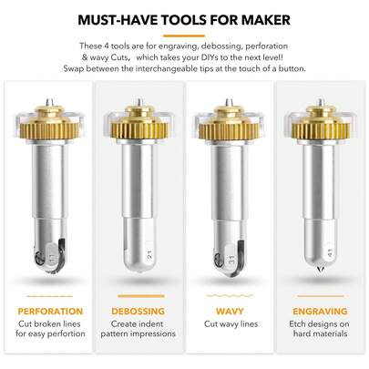 Basic Perforation Blade, Fine Debossing Tip, Wavy Blades And Engraving Tip With Housing, Compatible With The Maker Machine, Suitable For Crafting Cards And 3D Home Decorations