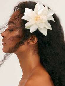 1个优雅百合花发夹，侧边鸭嘴夹发卡，适合度假旅行装扮，女士发饰，头部饰品，爪夹，发卡 - 彩色 - 查看 5